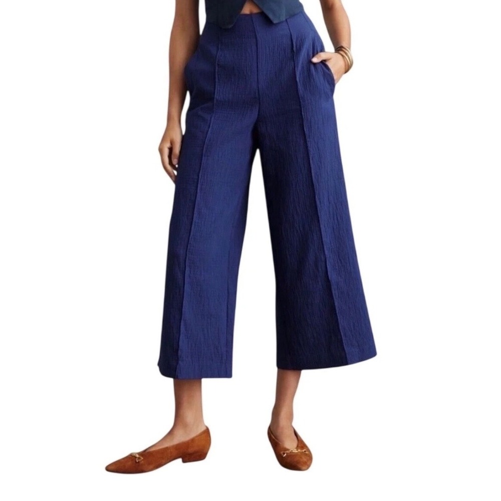 Maeve Anthropologie Cropped Wide Leg Pintuck Pants Size 12 High Rise
